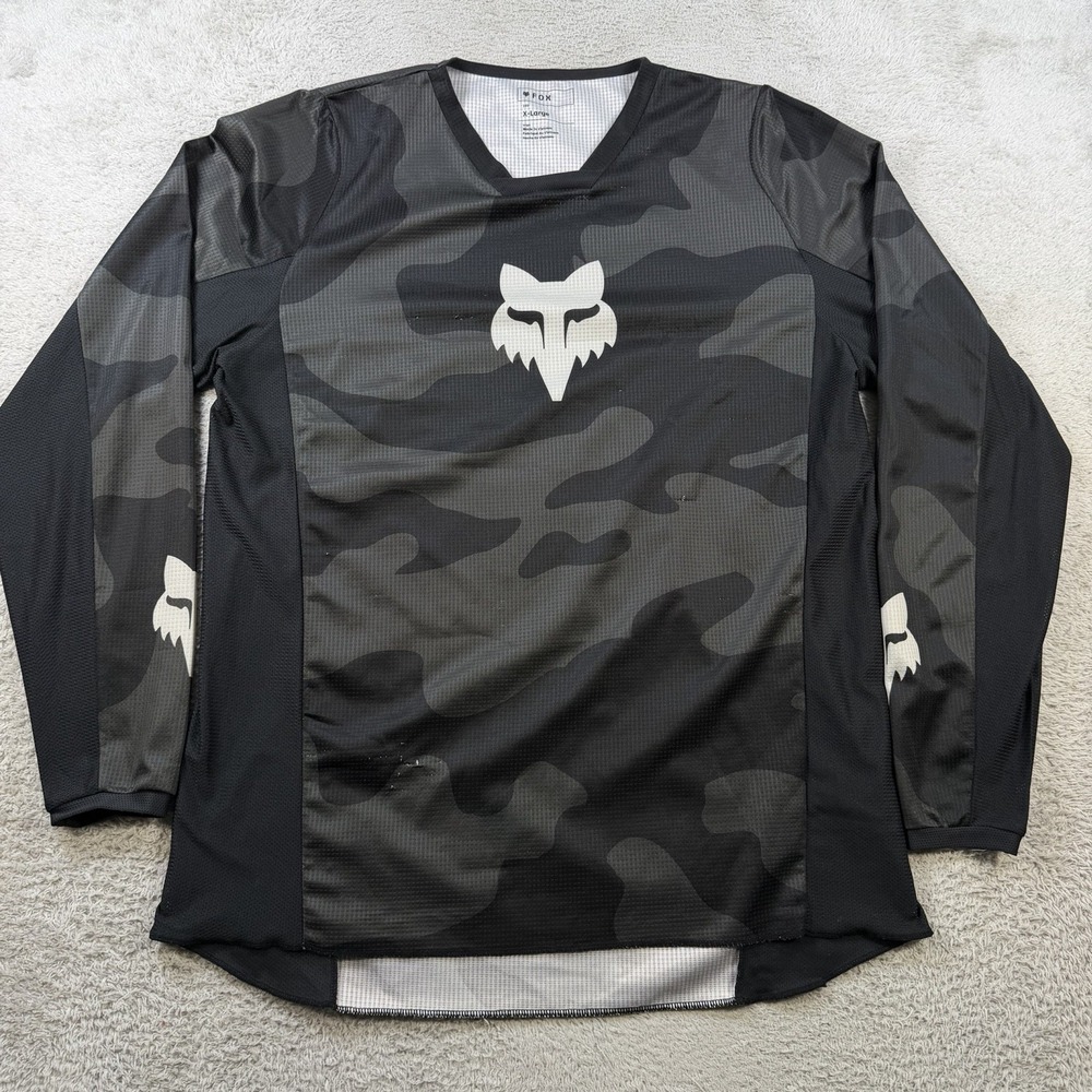Fox Racing Jersey Mens XL Black Grey Camo 180 Motocross Y2K Long Sleeve Active